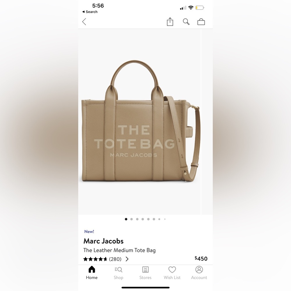 MARC JACOBS MEDIUM TOTE BAG- LEATHER AND IN COLOR CAMEL
